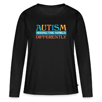 L’autisme voit le monde différemment - T-shirt manches longues Premium bio Femme - noir - Devant - Julia (174cm)