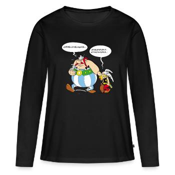 Asterix & Obelix boudeur - T-shirt manches longues Premium bio Femme - noir - Devant - Julia (174cm)