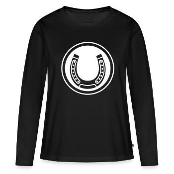 Hufeisen Symbol - Frauen Premium Bio Langarmshirt - Schwarz - Vorne - Julia (174cm)
