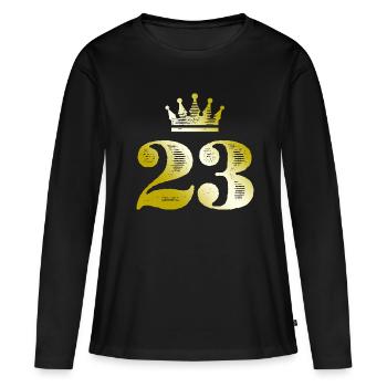 23 Chiffre Couronne Or - T-shirt manches longues Premium bio Femme - noir - Devant - Julia (174cm)