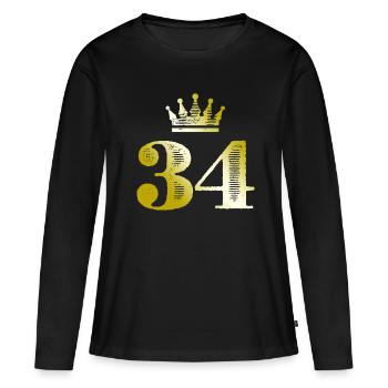34 Chiffre Couronne Or - T-shirt manches longues Premium bio Femme - noir - Devant - Julia (174cm)