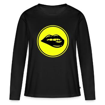 Symbole de lèvre - T-shirt manches longues Premium bio Femme - noir - Devant - Julia (174cm)