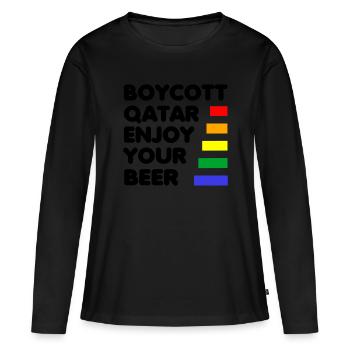 Boycott Qatar Profitez de votre bière - T-shirt manches longues Premium bio Femme - noir - Devant - Julia (174cm)
