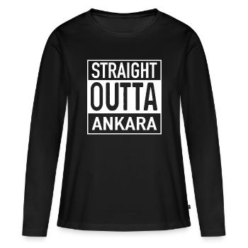 Tout droit OUTTA ANKARA - T-shirt manches longues Premium bio Femme - noir - Devant - Julia (174cm)