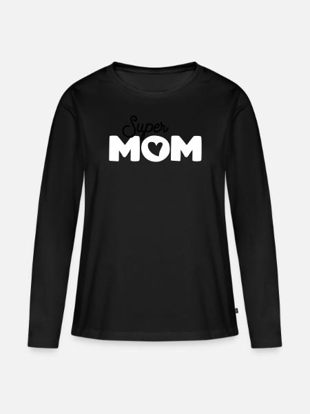 Super Mama. - Frauen Premium Bio Langarmshirt - Schwarz