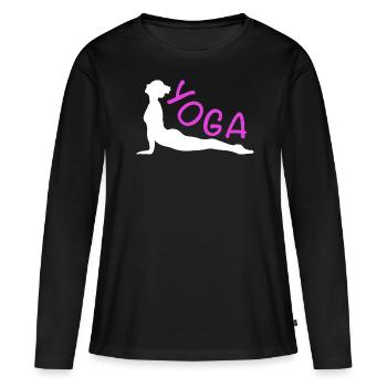 Yoga Übung für ein Workout - Frauen Premium Bio Langarmshirt - Schwarz - Vorne - Julia (174cm)