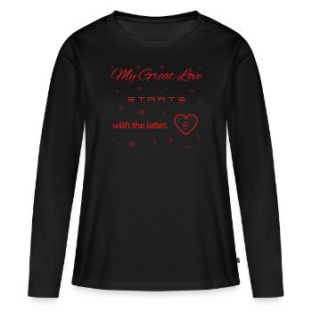 My Great Love begins with the letter B v2 - Women's Premium Organic Long Sleeve Shirt - black - Front - Julia (174cm)