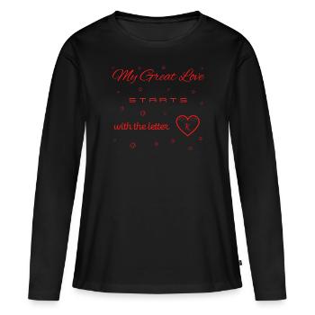 My Great Love begins with the letter K v2 - Women's Premium Organic Long Sleeve Shirt - black - Front - Julia (174cm)