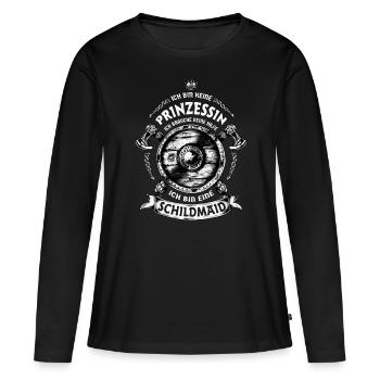Ich bin keine Prinzessin, ich bin eine Schildmaid - Frauen Premium Bio Langarmshirt - Schwarz - Vorne - Julia (174cm)