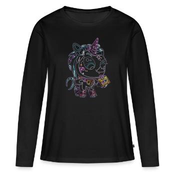 Licorne Licorne - Fantaisie - Magie - Conte de fées - T-shirt manches longues Premium bio Femme - noir - Devant - Julia (174cm)