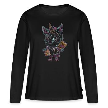Licorne Licorne - Fantaisie - Magie - Conte de fées - T-shirt manches longues Premium bio Femme - noir - Devant - Julia (174cm)