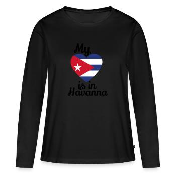 mon cœur havane cuba cuban cuba Cuba - T-shirt manches longues Premium bio Femme - noir - Devant - Julia (174cm)