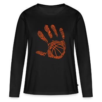 basketball 9 empreinte main hand ma - T-shirt manches longues Premium bio Femme - noir - Devant - Julia (174cm)