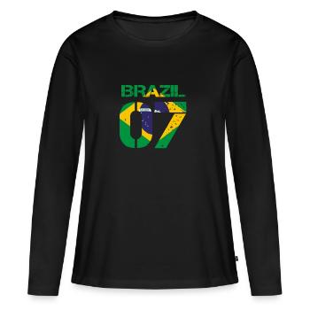 Football club team party em wm BRAZIL 07 - Women's Premium Organic Long Sleeve Shirt - black - Front - Julia (174cm)