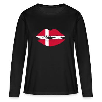 Kiss love kuss lippen queen prinzessin Daenemark p - Frauen Premium Bio Langarmshirt - Schwarz - Vorne - Julia (174cm)