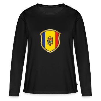 Champion de la Coupe du Monde 2018 équipe wm Moldavie .png - T-shirt manches longues Premium bio Femme - noir - Devant - Julia (174cm)