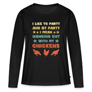 Chicken chickens - Women's Premium Organic Long Sleeve Shirt - black - Front - Julia (174cm)