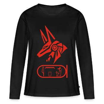 Dieu Anubis (rouge) - T-shirt manches longues Premium bio Femme - noir - Devant - Julia (174cm)