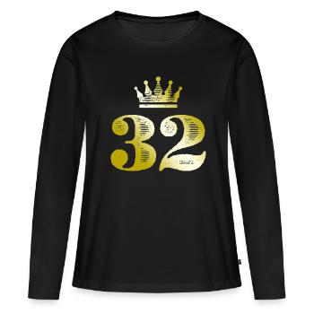 32 Chiffre Couronne Or - T-shirt manches longues Premium bio Femme - noir - Devant - Julia (174cm)
