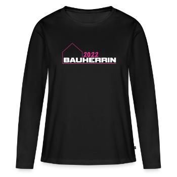 Bauherrin 2022 - Frauen Premium Bio Langarmshirt - Schwarz - Vorne - Julia (174cm)