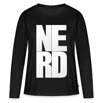 NERDY pour toujours - NERD - T-shirt manches longues Premium bio Femme - noir - Devant - Julia (174cm)
