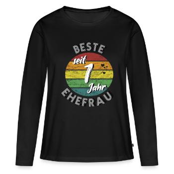 beste Ehefrau seit 1 Jahr 1. Hochzeitstag retro - Frauen Premium Bio Langarmshirt - Schwarz - Vorne - Julia (174cm)