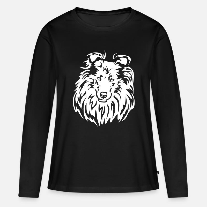 Collie Kopf "Black Edition" - Frauen Premium Bio Langarmshirt - Schwarz