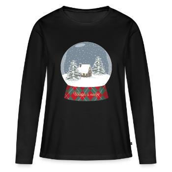 Boule de verre avec de la neige - T-shirt manches longues Premium bio Femme - noir - Devant - Julia (174cm)