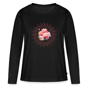 Yoga mit Strahlen Energie - Frauen Premium Bio Langarmshirt - Schwarz - Vorne - Julia (174cm)