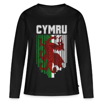 Drapeau du Pays de Galles, fierté galloise - T-shirt manches longues Premium bio Femme - noir - Devant - Julia (174cm)