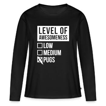 Mops Mops Mops - Frauen Premium Bio Langarmshirt - Schwarz - Vorne - Julia (174cm)
