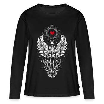 Skelett mit Flügeln - Anti Valentines Day - Frauen Premium Bio Langarmshirt - Schwarz - Vorne - Julia (174cm)