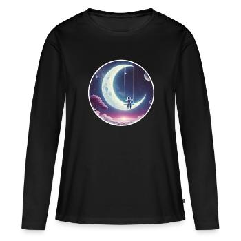 MOON SWING - MOON - SWING - ASTRONAUT - Women's Premium Organic Long Sleeve Shirt - black - Front - Julia (174cm)