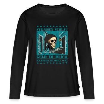 Crâne de rue - T-shirt manches longues Premium bio Femme - noir - Devant - Julia (174cm)