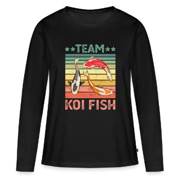 Poisson Koi - T-shirt manches longues Premium bio Femme - noir - Devant - Julia (174cm)
