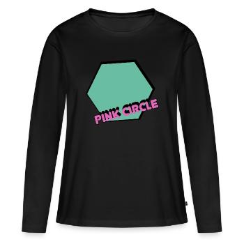 Hexagone vintage avec texte - T-shirt manches longues Premium bio Femme - noir - Devant - Julia (174cm)