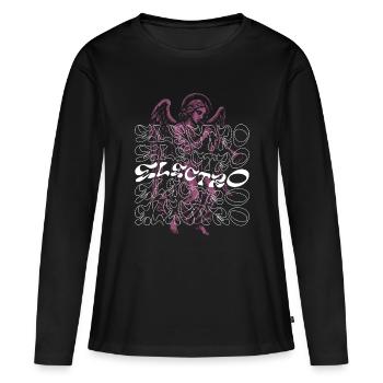 Electronic music with Heavenly Angel design - Women's Premium Organic Long Sleeve Shirt - black - Front - Julia (174cm)