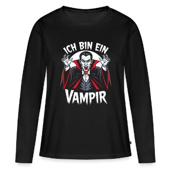 Vampir Kostüm Blutsauger Halloween Grusel  - Frauen Premium Bio Langarmshirt - Schwarz - Vorne - Julia (174cm)