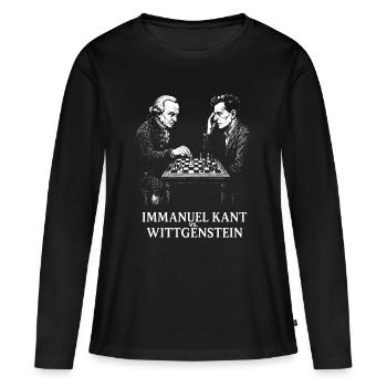Duel d’échecs Kant vs Wittgenstein - T-shirt manches longues Premium bio Femme - noir - Devant - Julia (174cm)