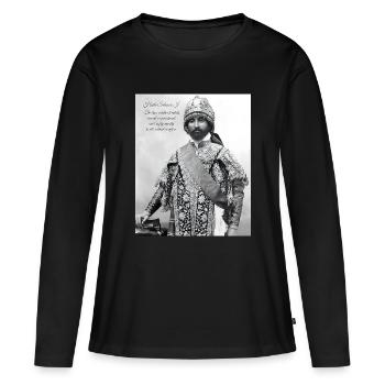 Haile Selassie I Jah Rastafari Rasta Reggae Racines - T-shirt manches longues Premium bio Femme - noir - Devant - Julia (174cm)