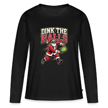 Dink, The Halls, Drôle de Père Noël pickleball - T-shirt manches longues Premium bio Femme - noir - Devant - Julia (174cm)