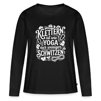 L’escalade, c’est comme le yoga, mais moins de transpiration - T-shirt manches longues Premium bio Femme - noir - Devant - Julia (174cm)