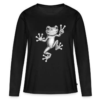 rainette - T-shirt manches longues Premium bio Femme - noir - Devant - Julia (174cm)