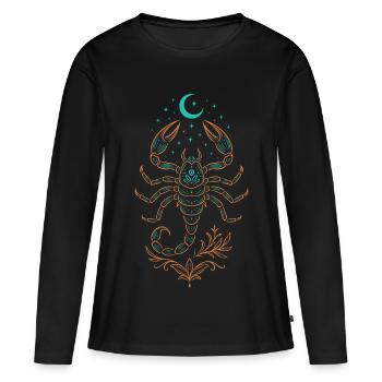 Signe du Signe du Scorpion – Symbole Mystique - T-shirt manches longues Premium bio Femme - noir - Devant - Julia (174cm)
