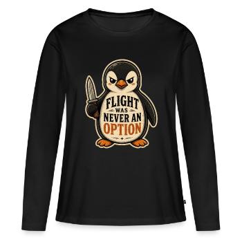 Flight Was Never An Option Mutiger Pinguin Messer - Frauen Premium Bio Langarmshirt - Schwarz - Vorne - Julia (174cm)