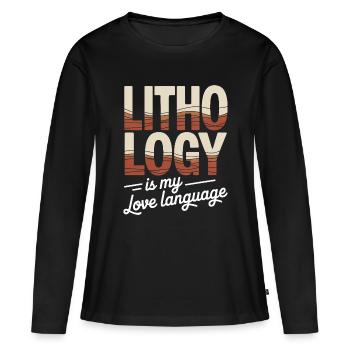 Lithologie Liebessprache Tee - Frauen Premium Bio Langarmshirt - Schwarz - Vorne - Julia (174cm)