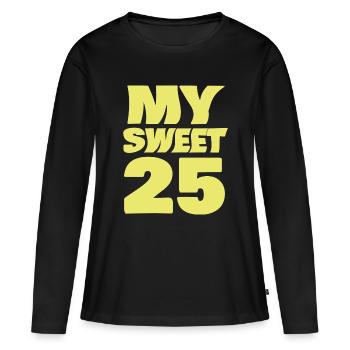 25 - Frauen Premium Bio Langarmshirt - Schwarz - Vorne - Julia (174cm)