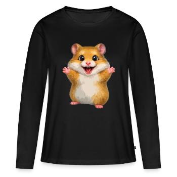 Hamster doré - T-shirt manches longues Premium bio Femme - noir - Devant - Julia (174cm)