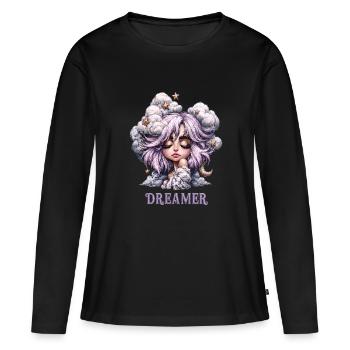 Cadeau des étoiles Dreamer Chibi Clouds - T-shirt manches longues Premium bio Femme - noir - Devant - Julia (174cm)
