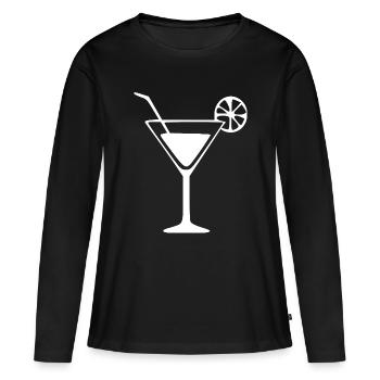 Barman cadeau de cocktail en verre de cocktail - T-shirt manches longues Premium bio Femme - noir - Devant - Julia (174cm)